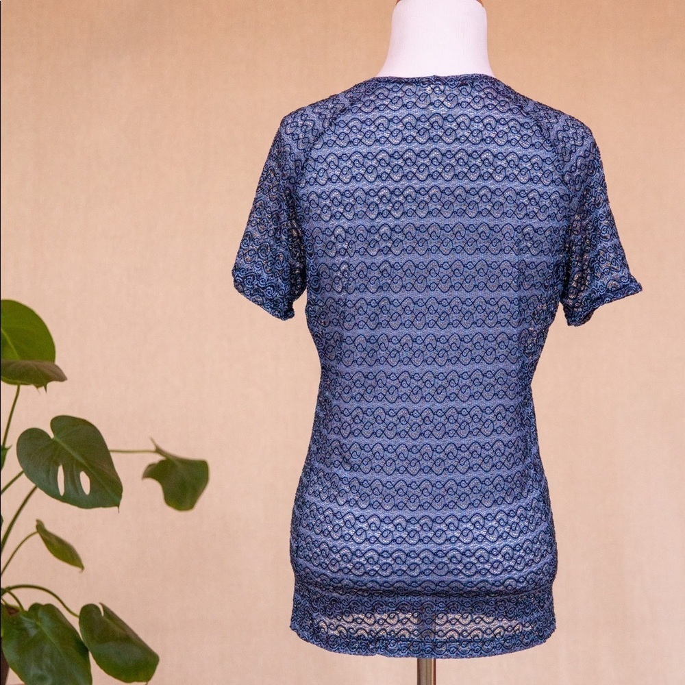 Y2k mesh lace floral short sleeve top - Picture 2 of 4